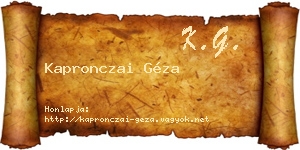 Kapronczai Géza névjegykártya
