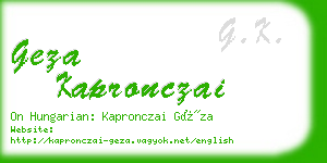 geza kapronczai business card